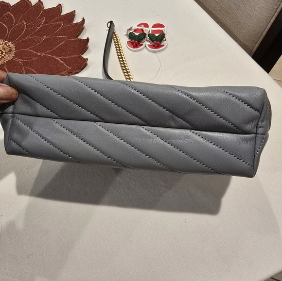 Tory Burch Kira Chevron Small Leather Shoulder Bag Rainwater Blue - Picture 5 of 16